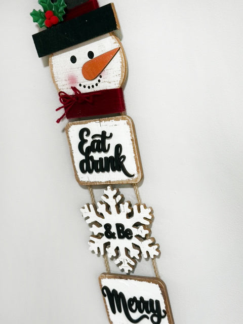 Wood Snowman Hanger - Eat, Drink & Be Merry