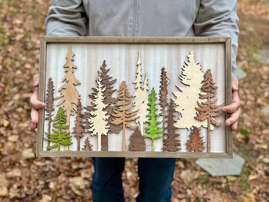LARGE Layered Framed Tree Art
