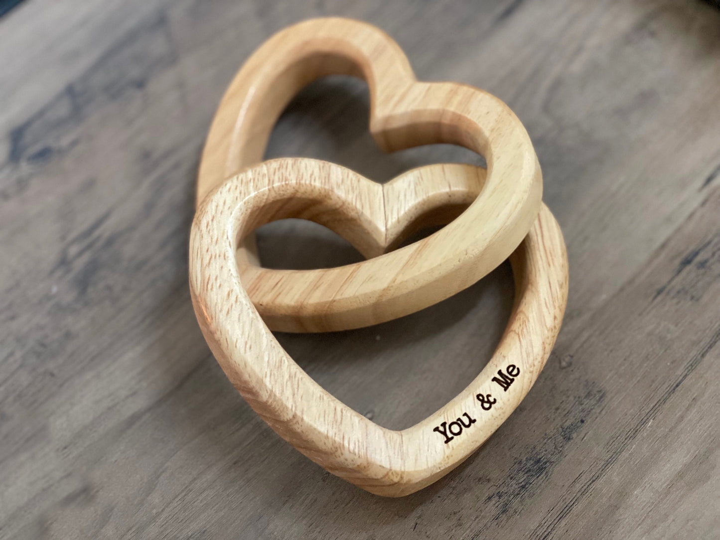 Wood Interlocked Engraved Hearts *Limited Run
