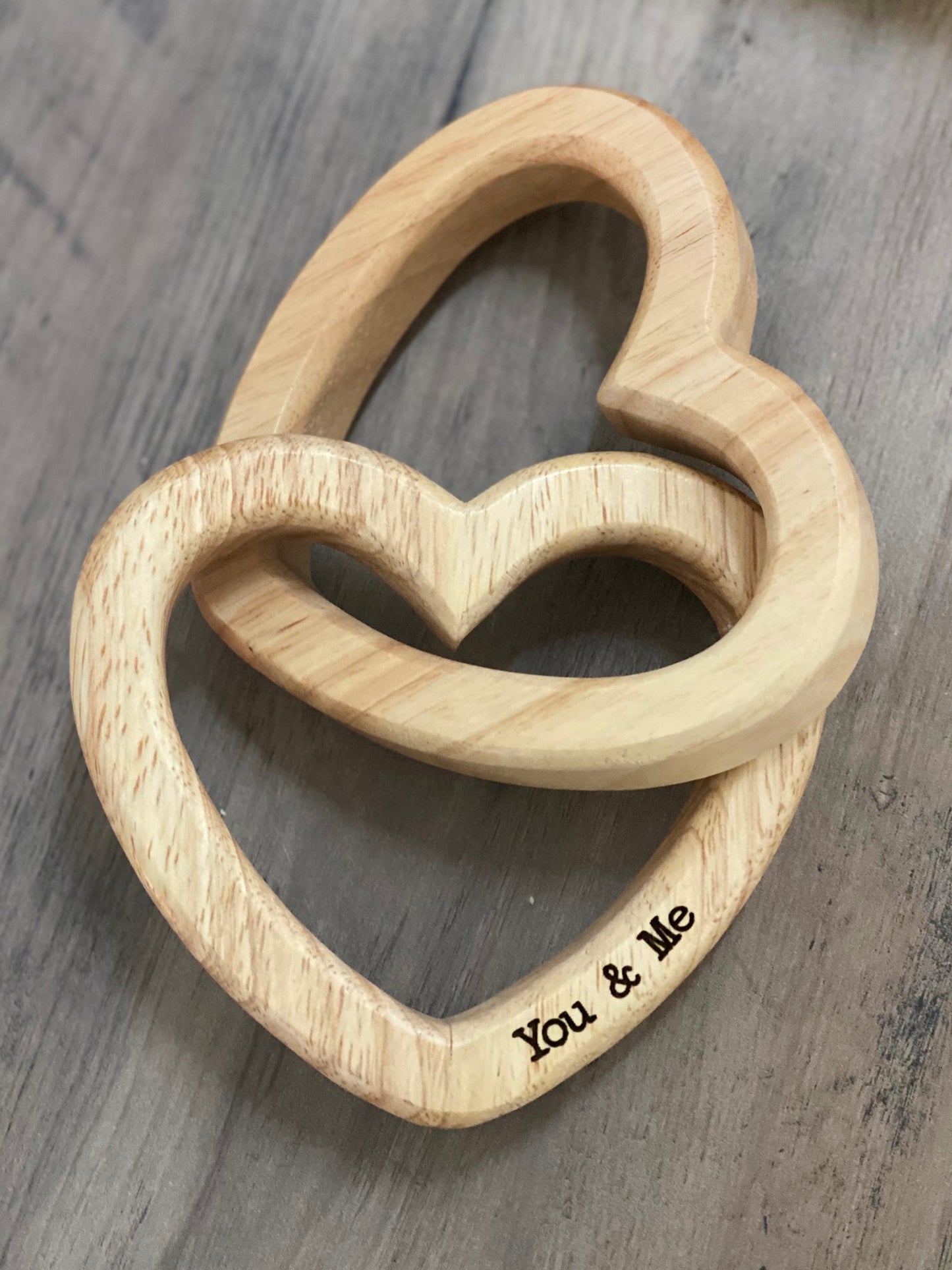 Wood Interlocked Engraved Hearts *Limited Run
