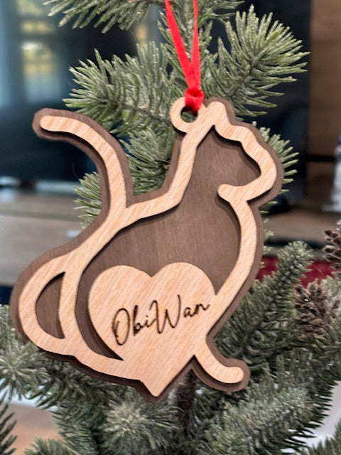 Personalized Cat Cut Ornament