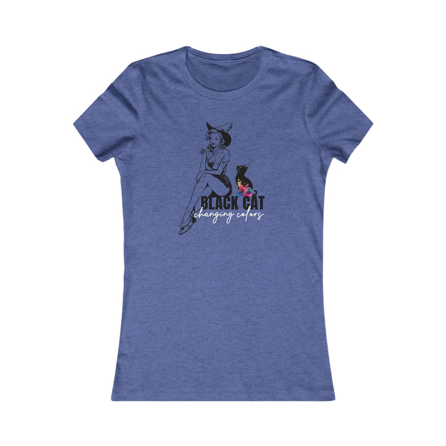 Black Cat Pin Up Woman's Cut Tee