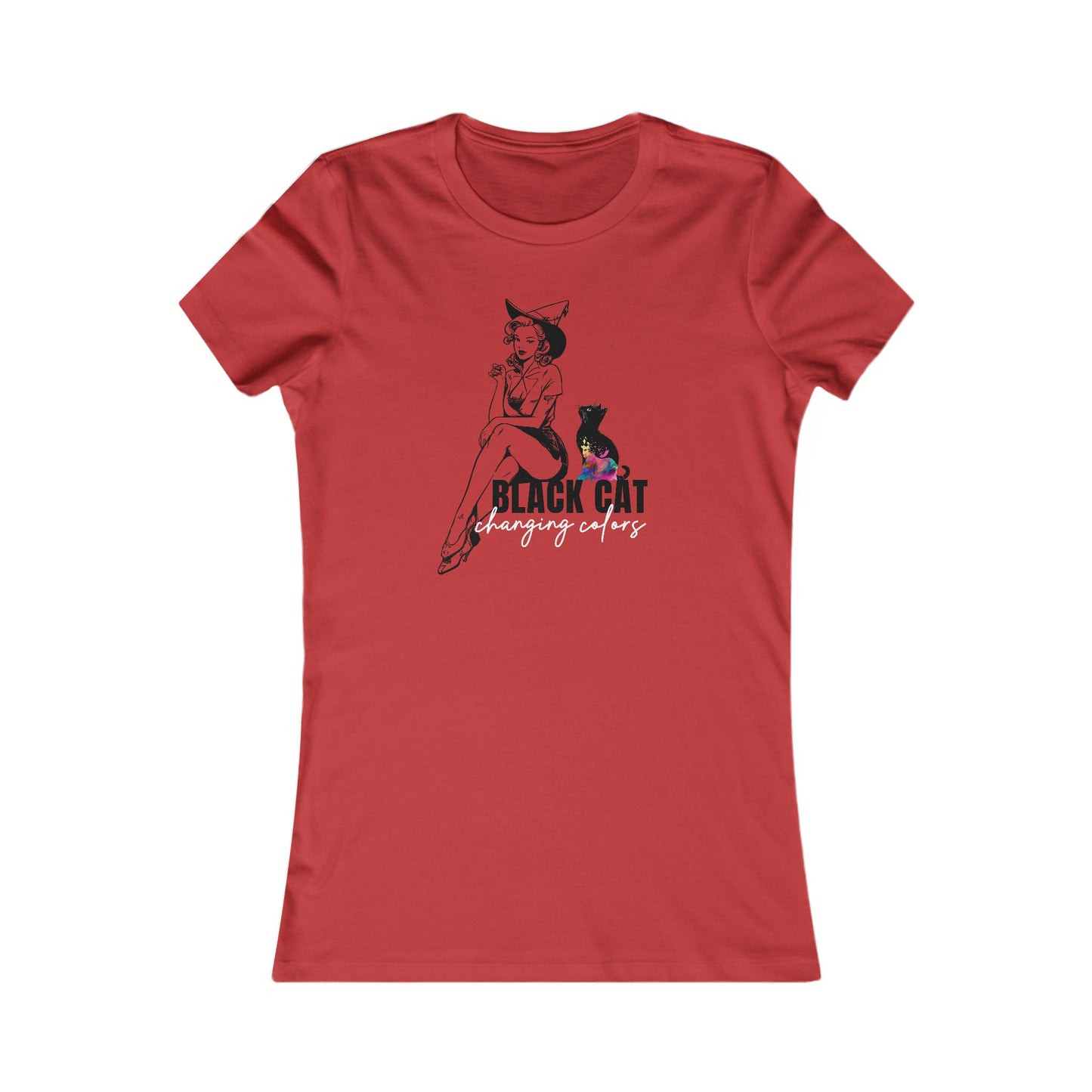 Black Cat Pin Up Woman's Cut Tee