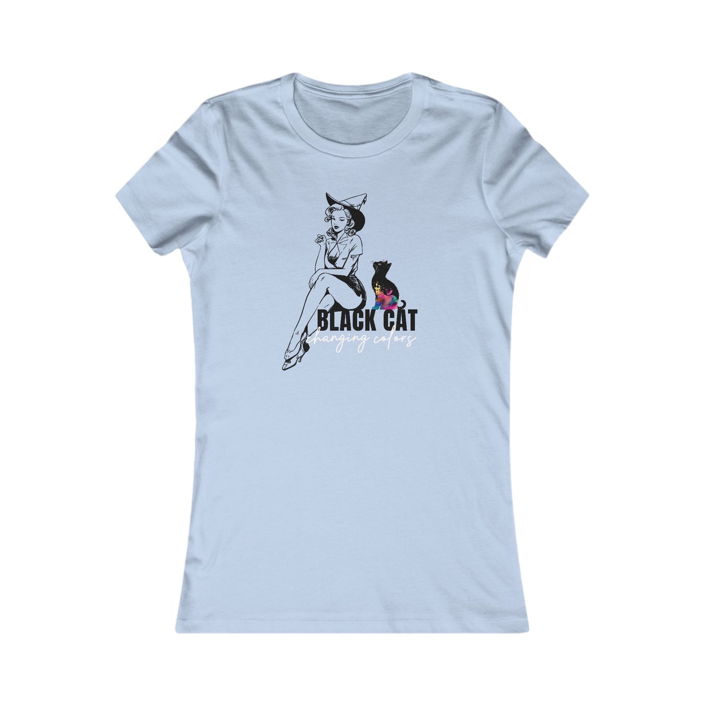 Black Cat Pin Up Woman's Cut Tee