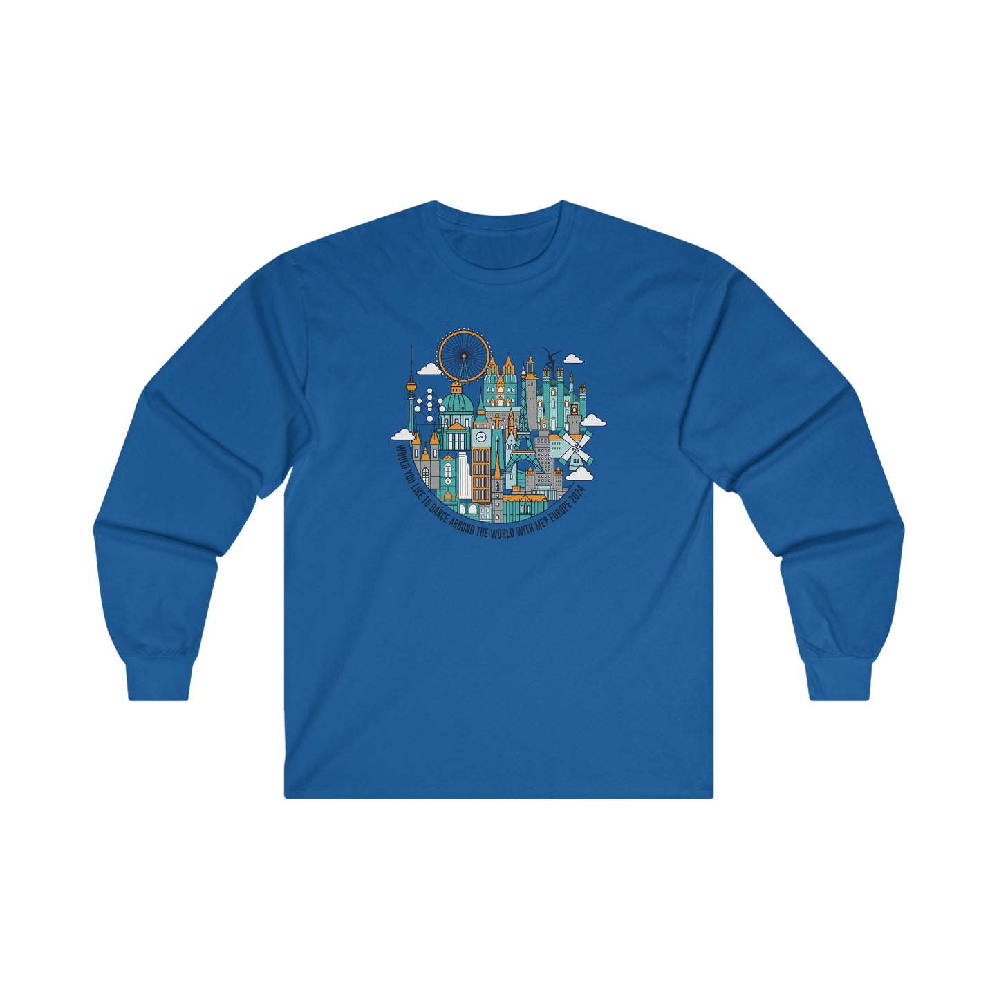 Would you like to dance Europe 2024 Unisex Long Sleeve Tees w/tour dates