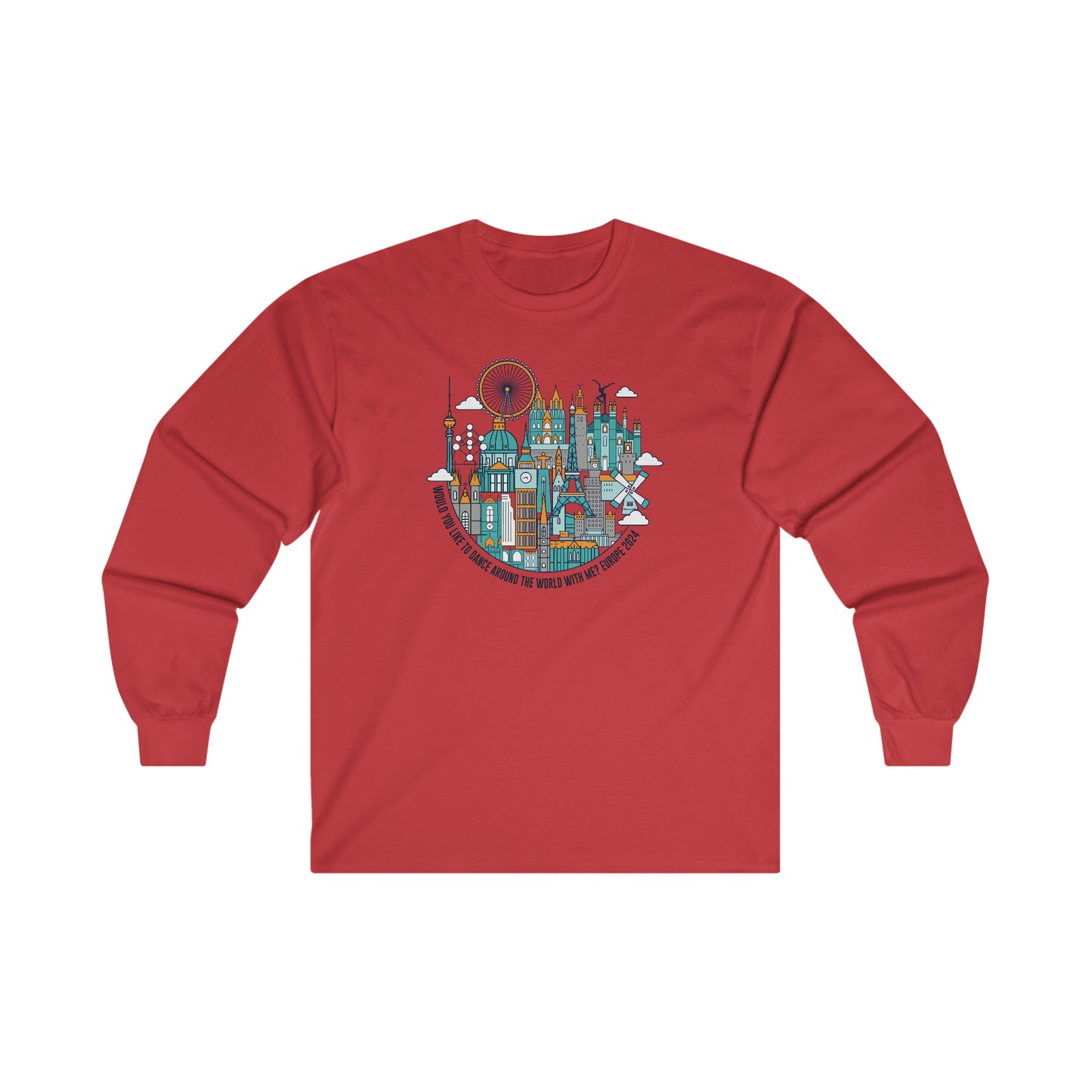 Would you like to dance Europe 2024 Unisex Long Sleeve Tees w/tour dates