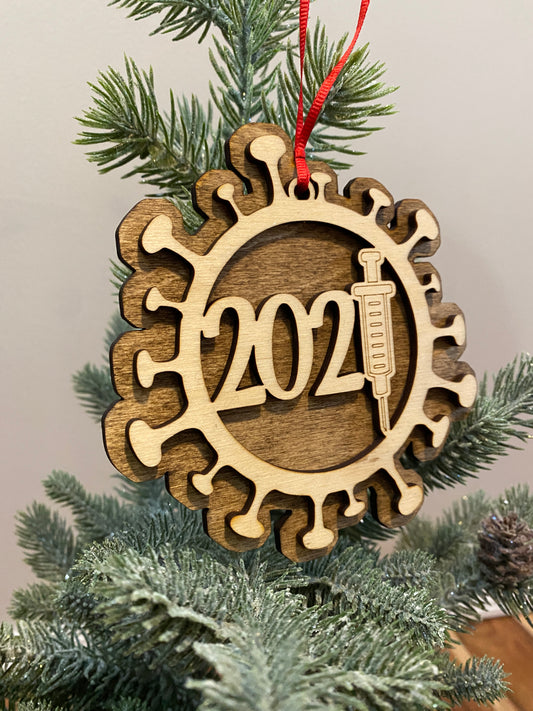 2021 Year of the Vaccination Wood Ornament
