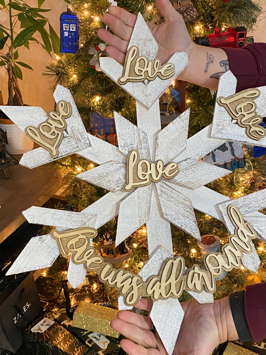 Christmas Song Reacclimated Wood Snowflake