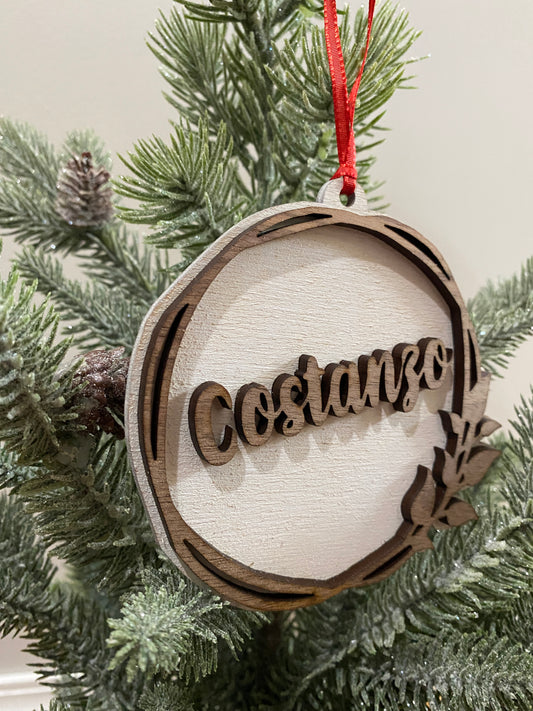 Family Name Hand Painted Multi Layer Personalized Ornament