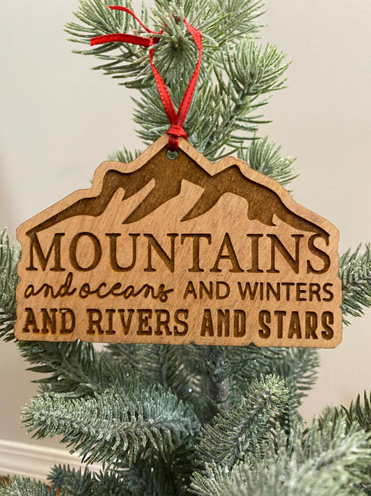 Mountains and Oceans Wood Ornament