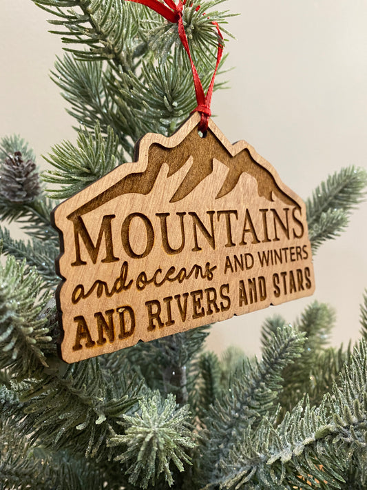 Mountains and Oceans Wood Ornament