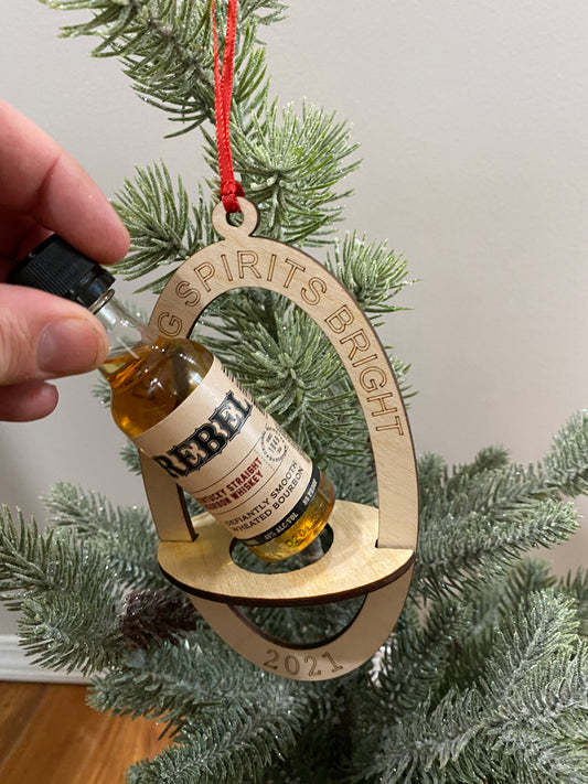 Making Spirits Bright Bottle holder Wood Ornament