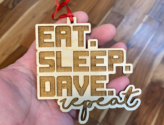 Eat Sleep Repeat Wood Ornament