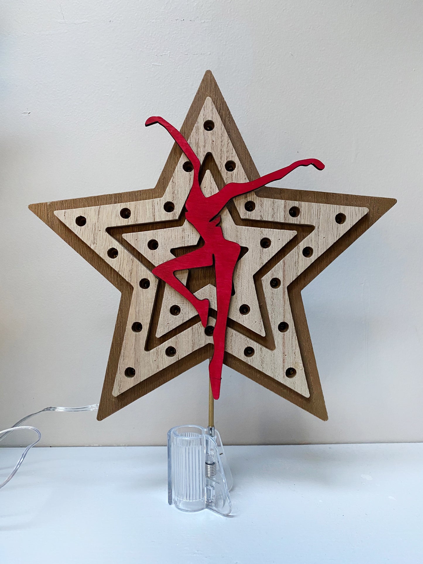 Light Up Wood Tree Topper