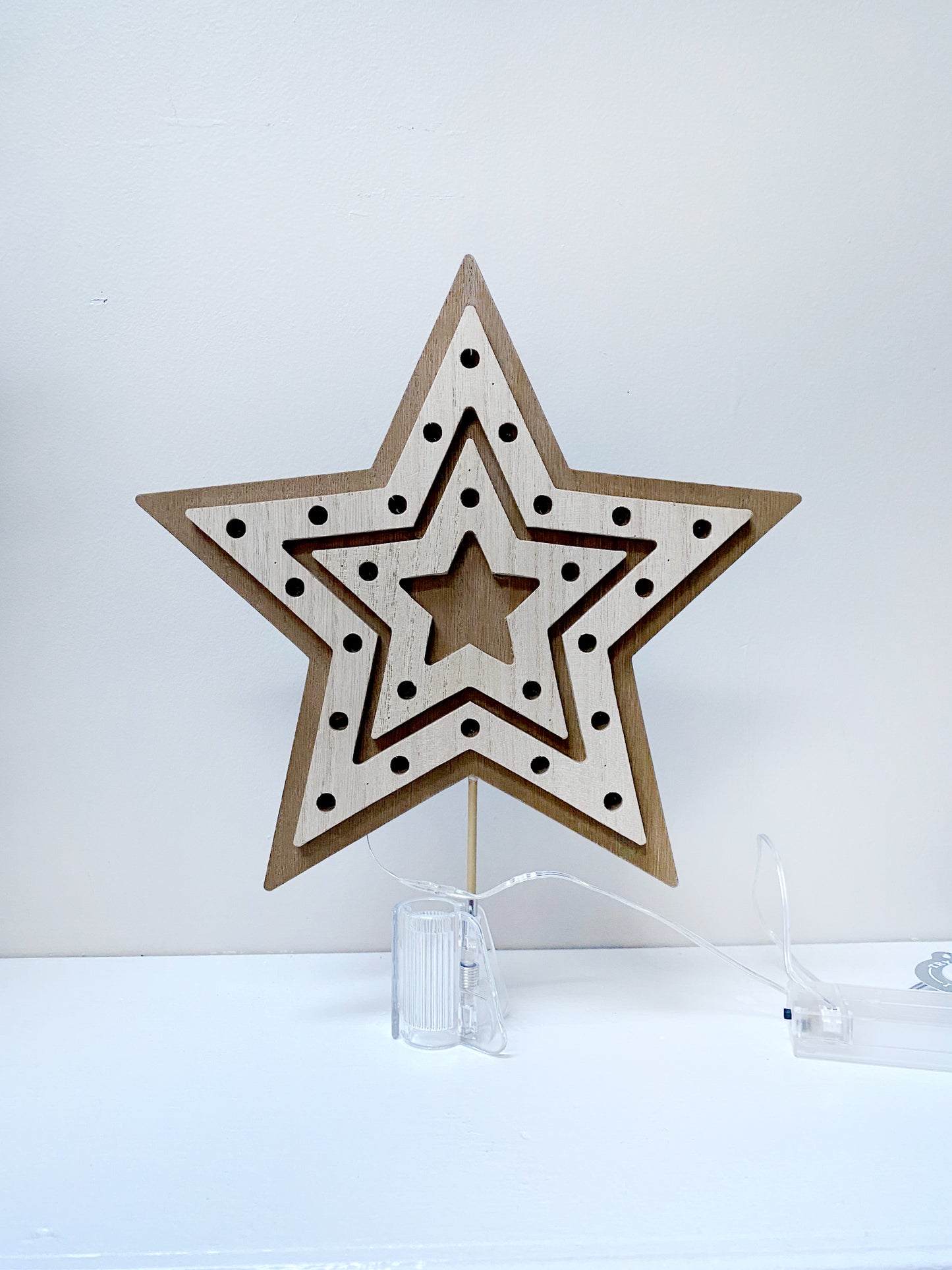 Light Up Wood Tree Topper