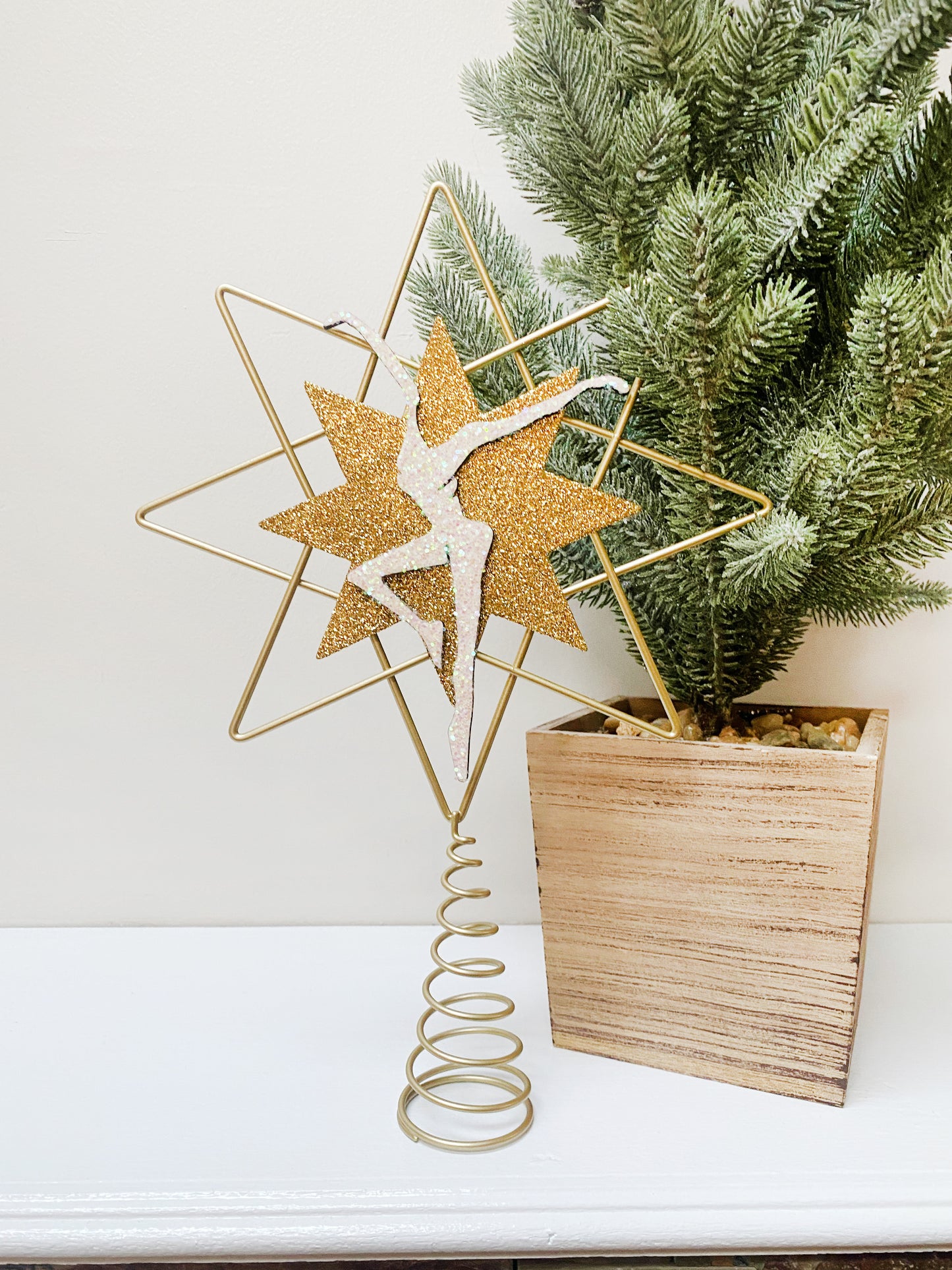 Glitter Metal & Wood Tree Topper