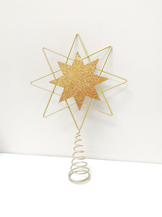 Glitter Metal & Wood Tree Topper