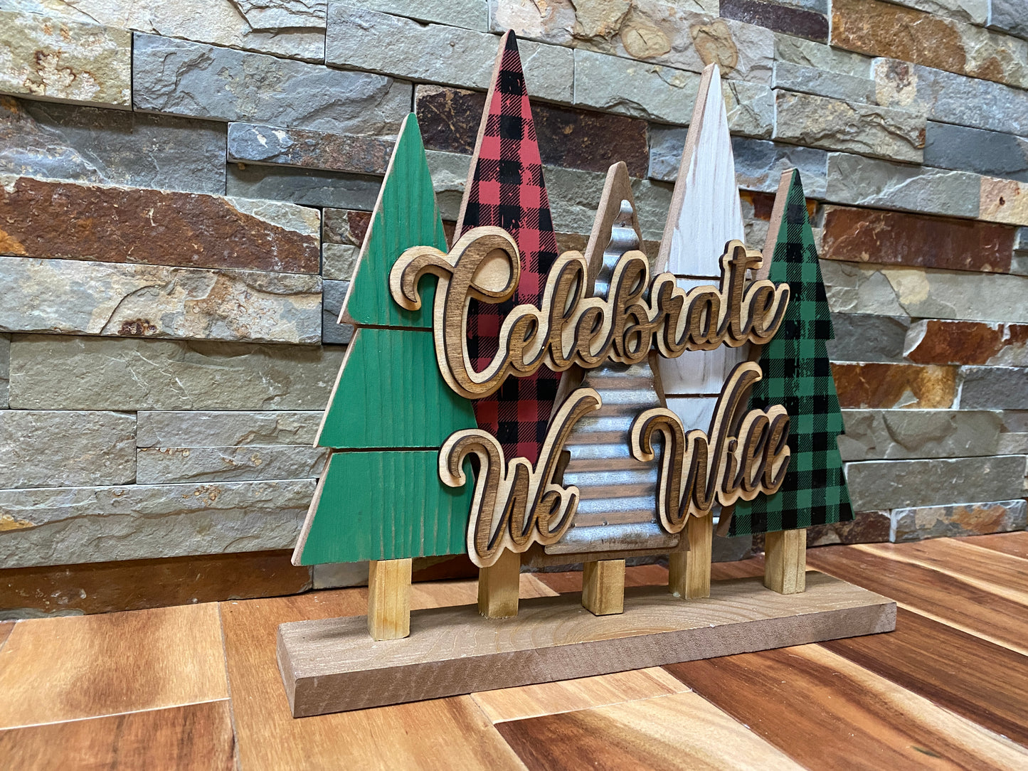 Celebrate We will Christmas Tree Tabletop Décor