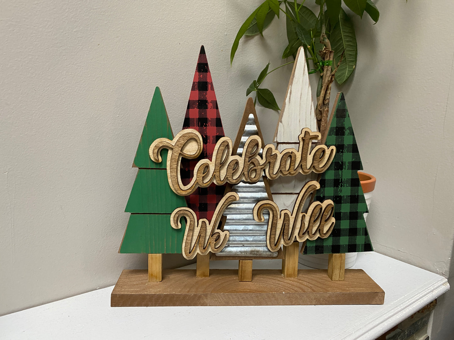 Celebrate We will Christmas Tree Tabletop Décor