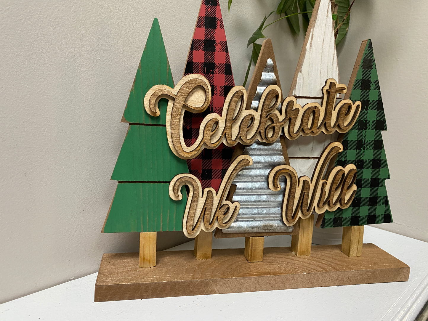 Celebrate We will Christmas Tree Tabletop Décor
