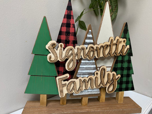 Custom Family Name Christmas Tree Tabletop Décor