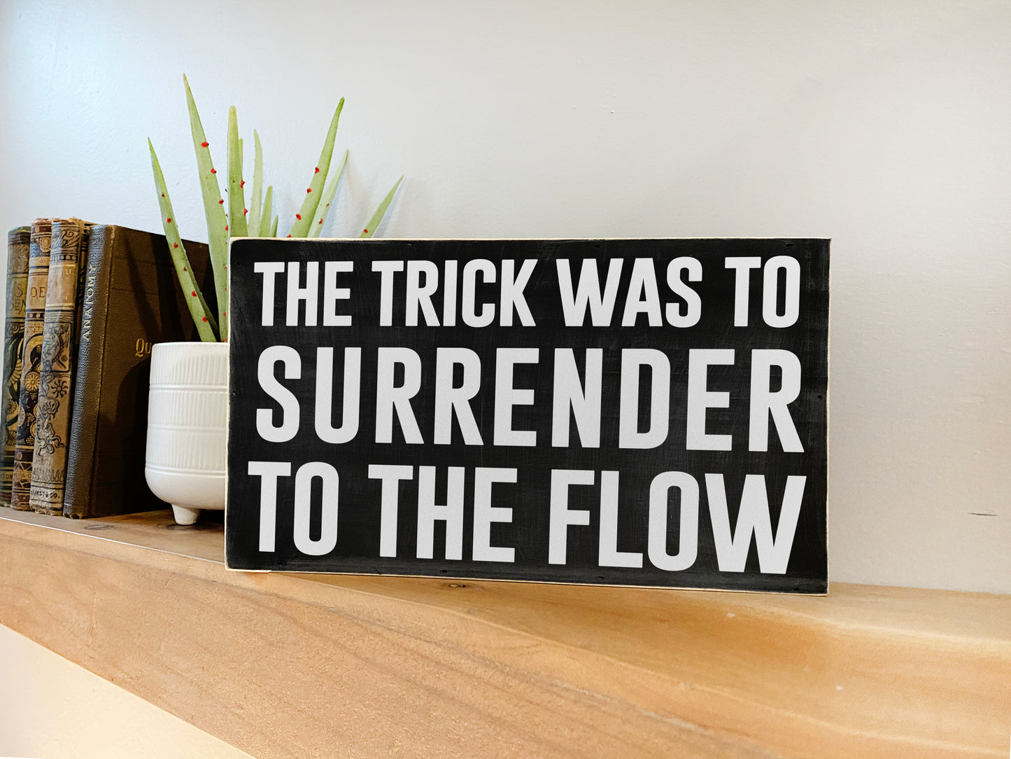 Surrender To The Flow  Inspirational Block Art