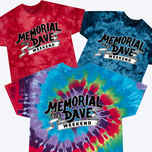 Memorial Dave Weekend 2023 Tie Dye Designs w/set list